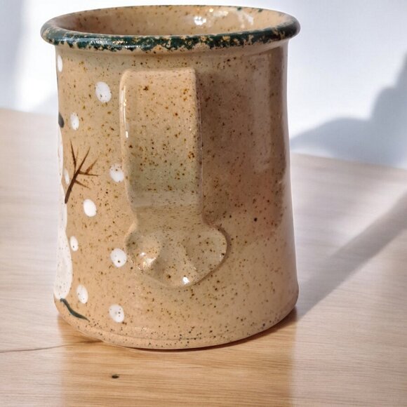 Three Rivers Pottery Snowman Mug Holiday Christmas Winter Green Spongeware - Picture 3 of 9